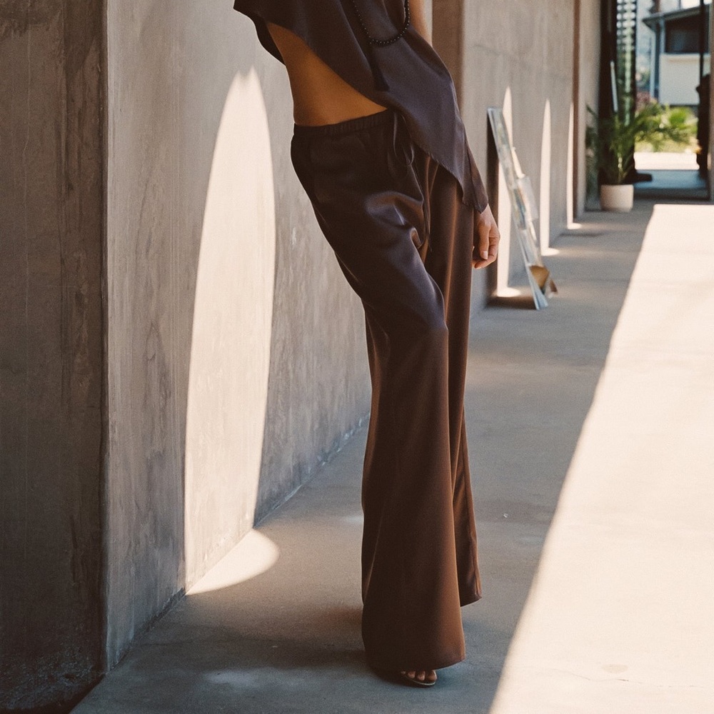12th Tribe brown satin pants (XS)